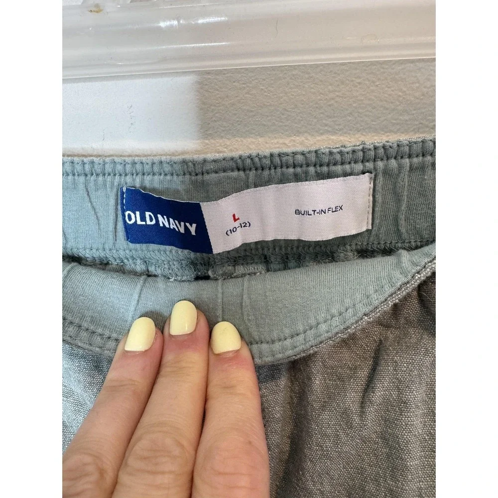 Old Navy Shorts Kids 10-12 Gray Linen Chambray Chino Elastic‎ Waist Drawstring